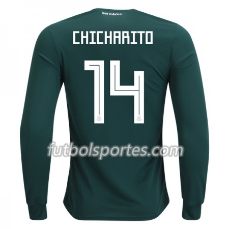 Camisetas México Chicharito 14 Primera Equipacion Mundial 2018 Manga Larga